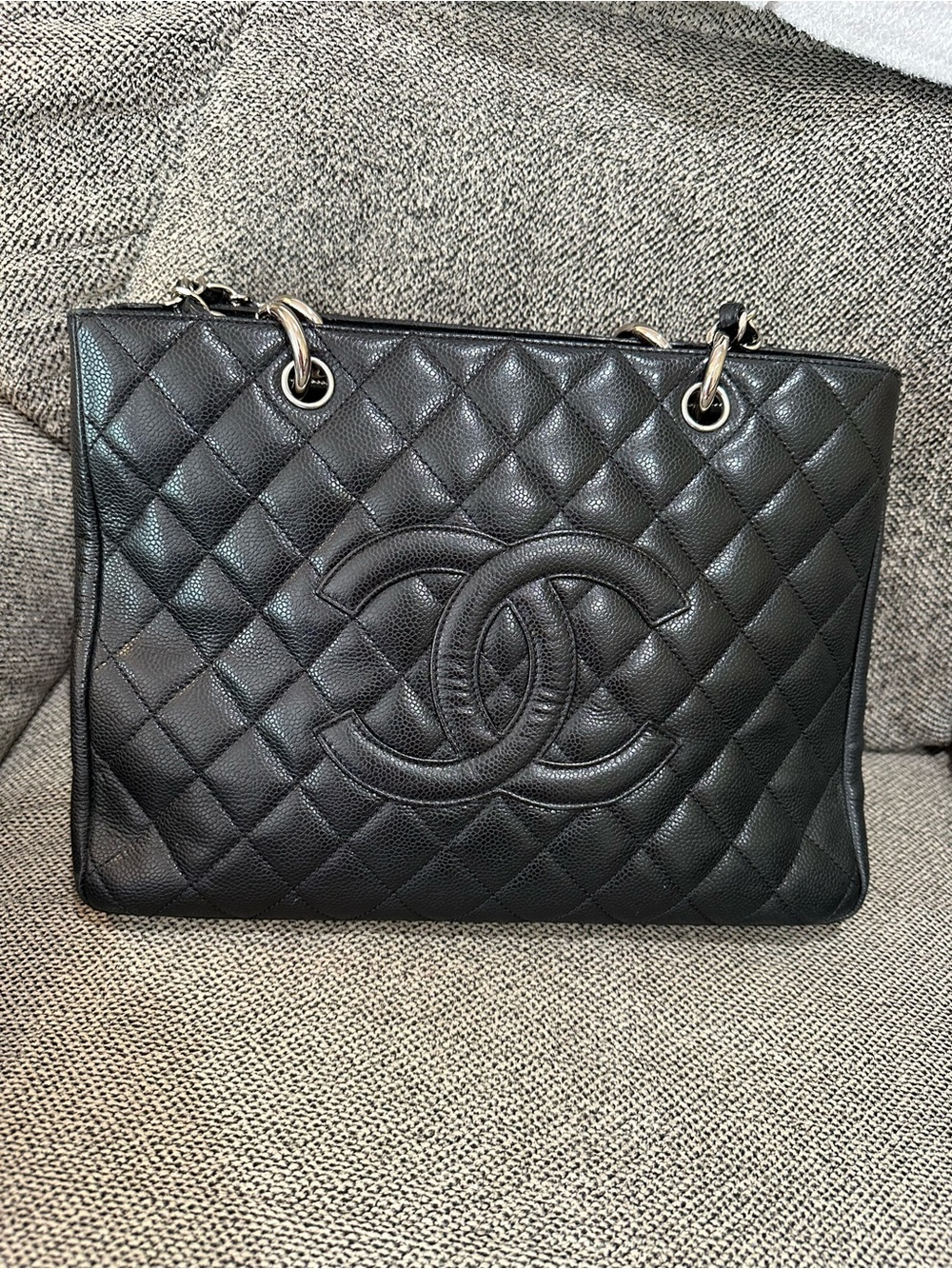 CHANEL Black Quilted Double CC Shoulder Tote